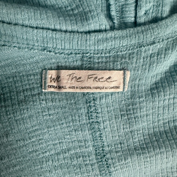 Free People XS Teal Button Front Swing Tank Top Flowy Gauze Boho - Picture 3 of 3